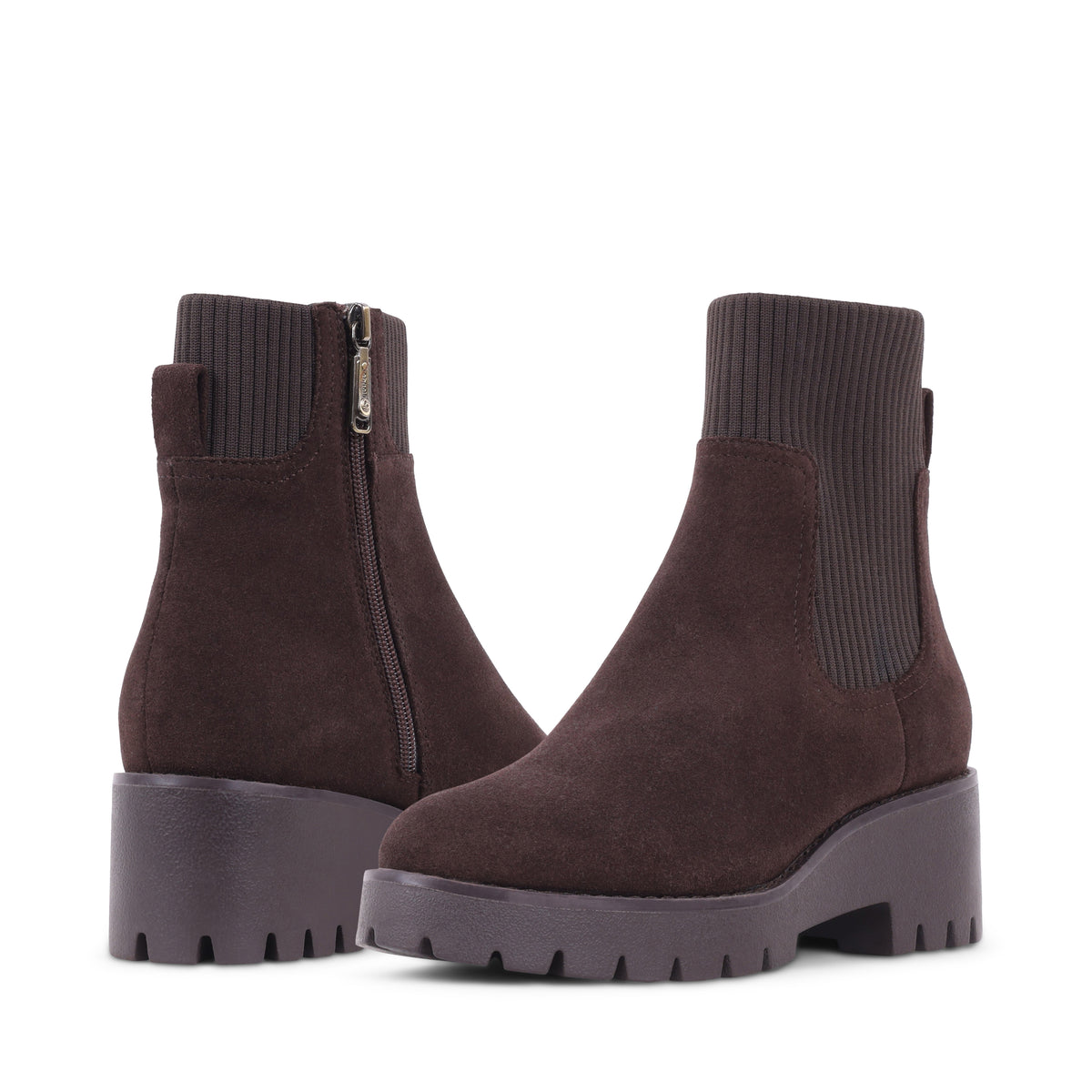 DELTAS Brown Suede Zip-Up Ankle Boots 