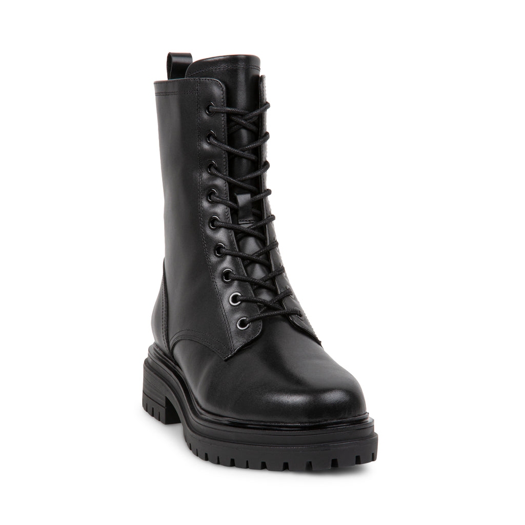 CLAIRE Black Leather Combat Boots Women's Waterproof Boots – Blondo