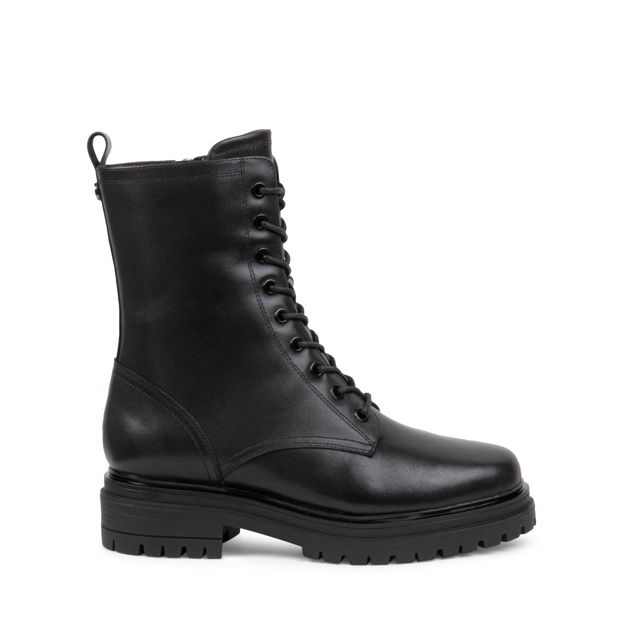 CLAIRE Black Leather Combat Boots Women's Waterproof Boots – Blondo