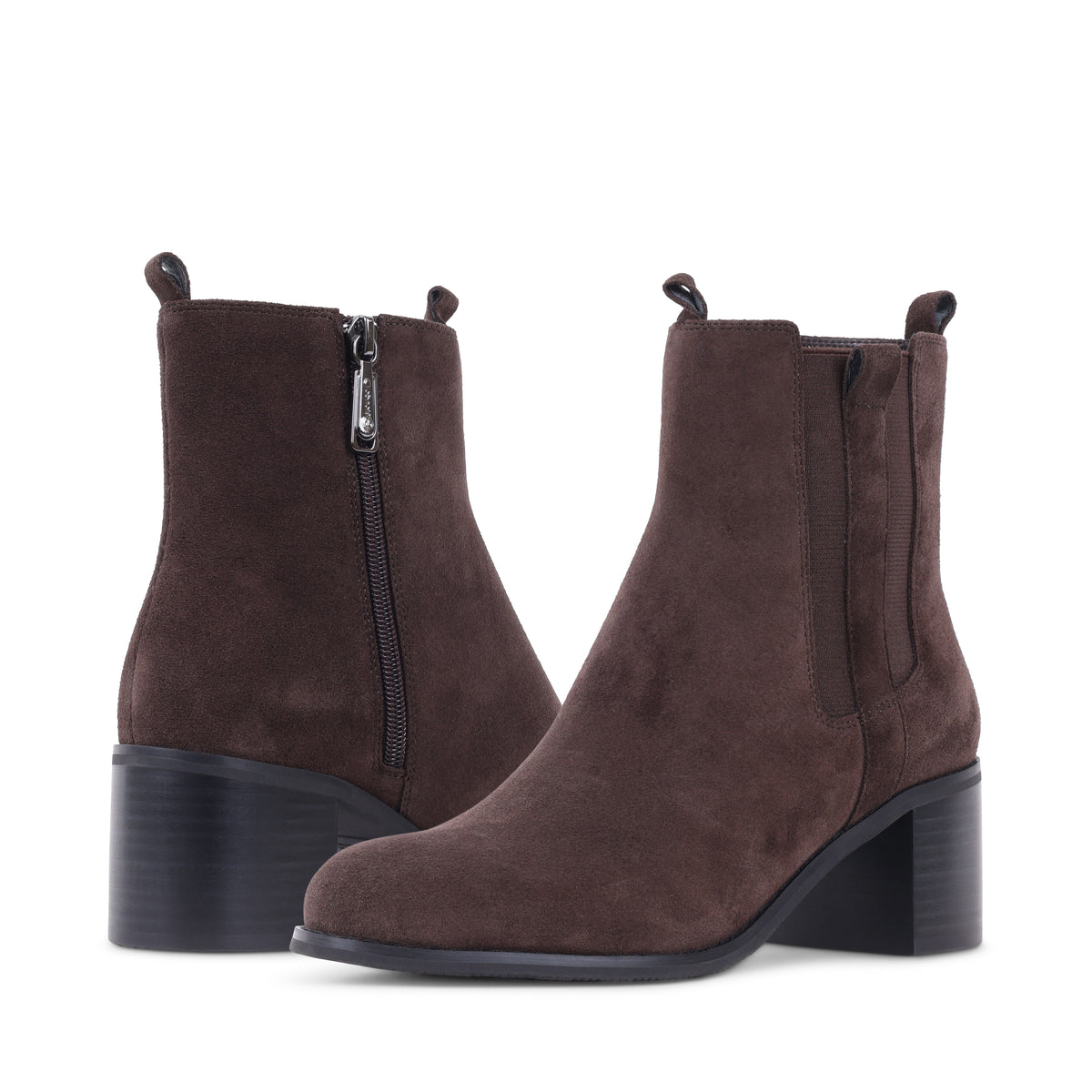 MALLORYS Cafe Suede Block Heel Zip-Up Waterproof Ankle Boots