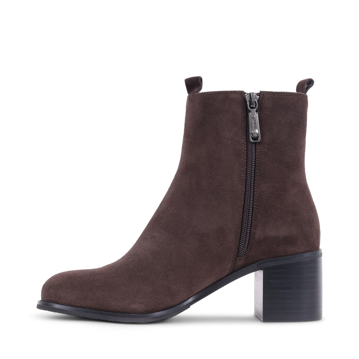 MALLORYS Cafe Suede Block Heel Zip-Up Waterproof Ankle Boots
