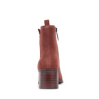 MALLORYS Whiskey Suede Block Heel Zip-Up Waterproof Ankle Boots