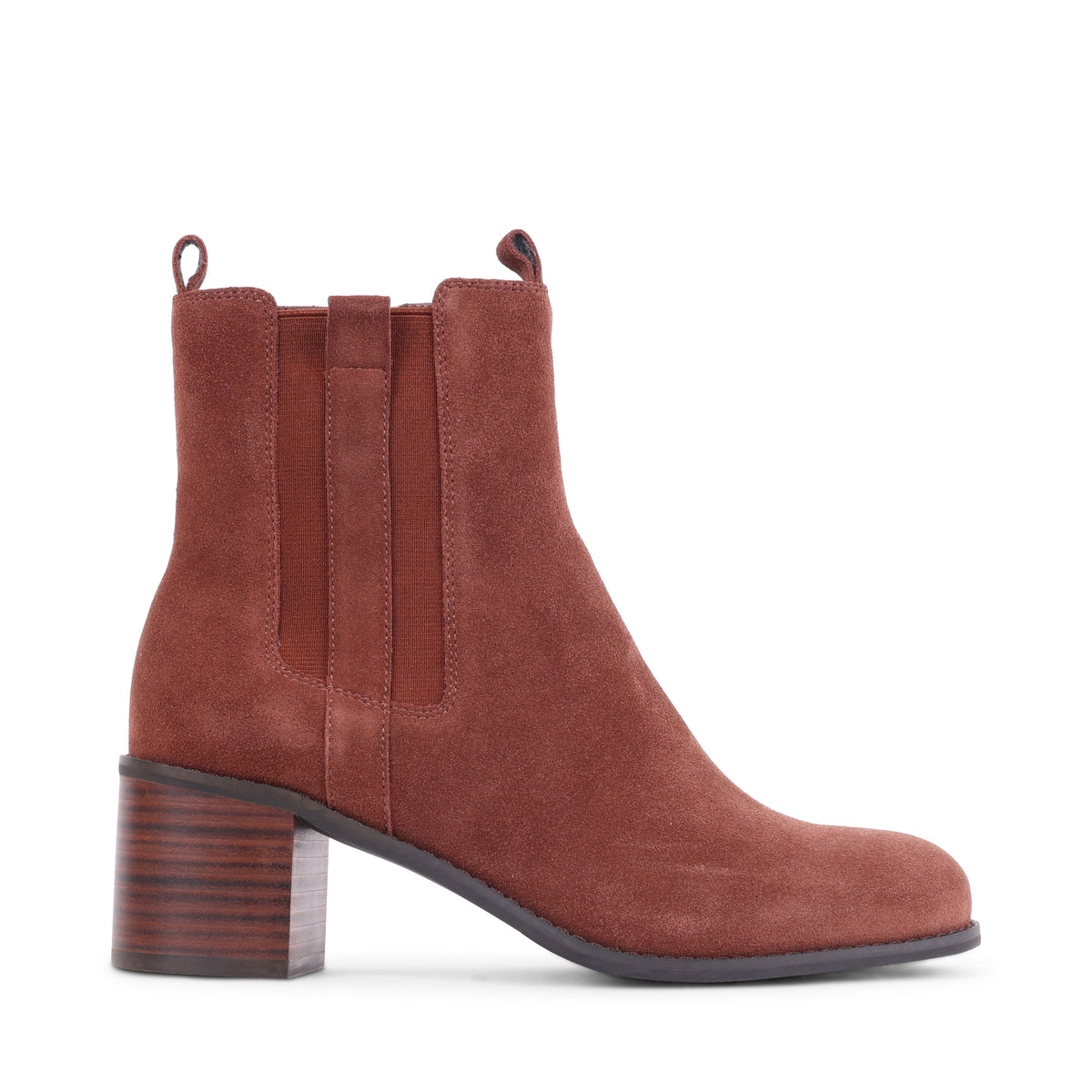 MALLORYS Whiskey Suede Block Heel Zip-Up Waterproof Ankle Boots