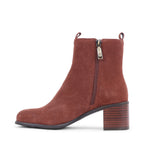 MALLORYS Whiskey Suede Block Heel Zip-Up Waterproof Ankle Boots