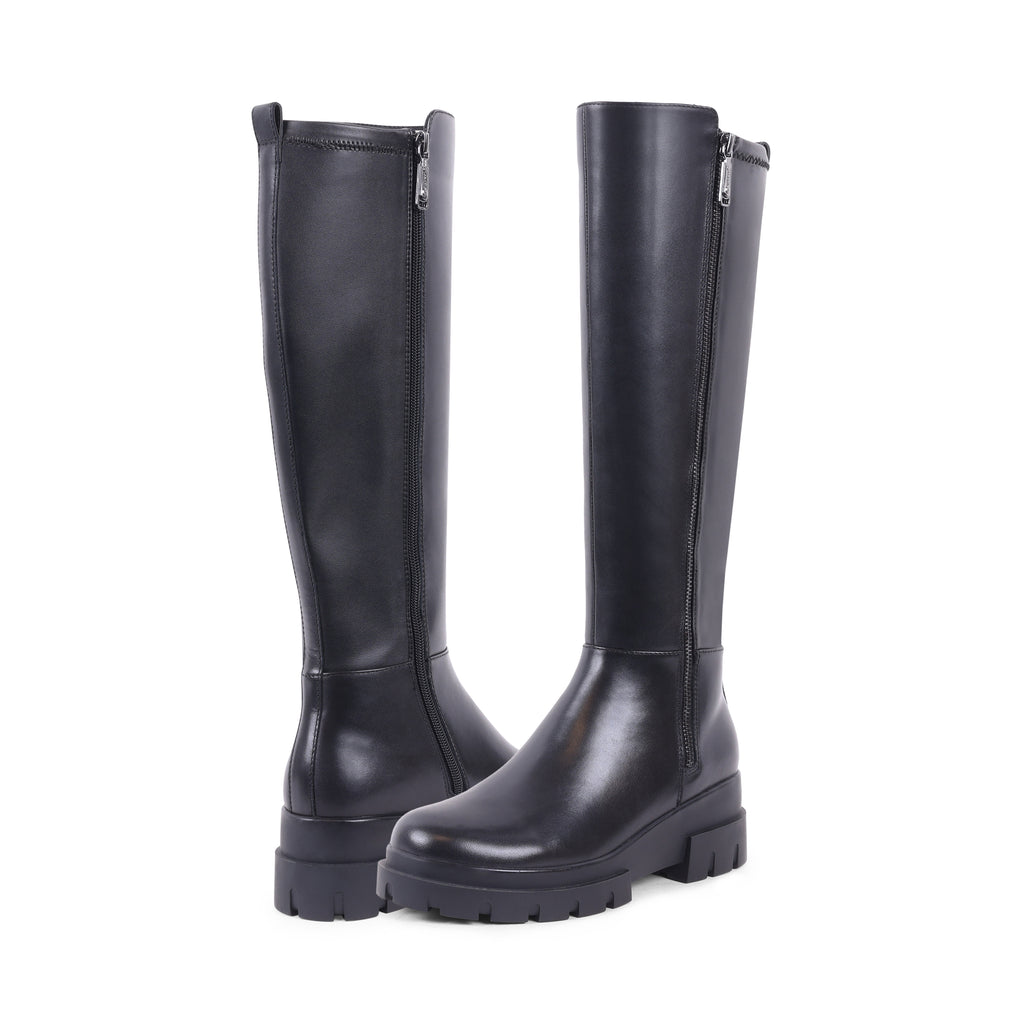 JUSTINE BLACK LEATHER WATERPROOF BOOT