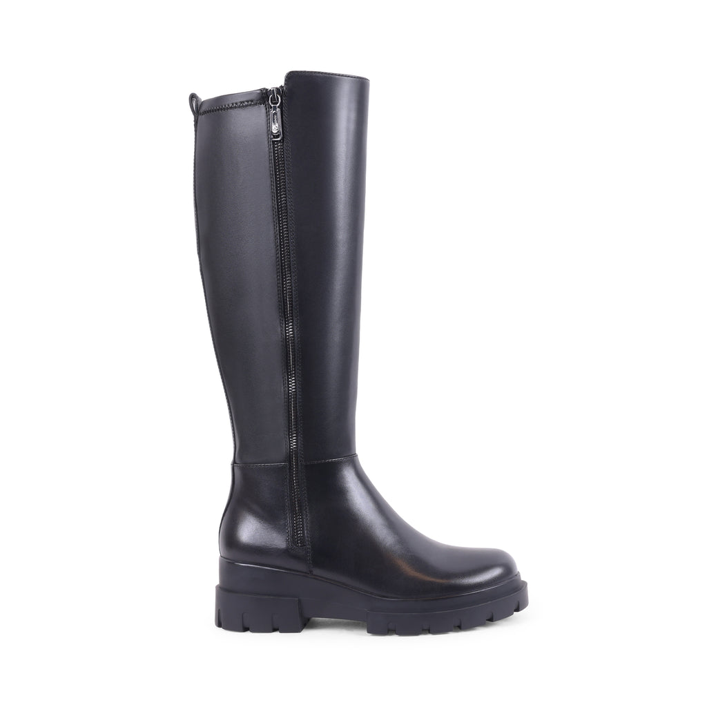 JUSTINE BLACK LEATHER WATERPROOF BOOT