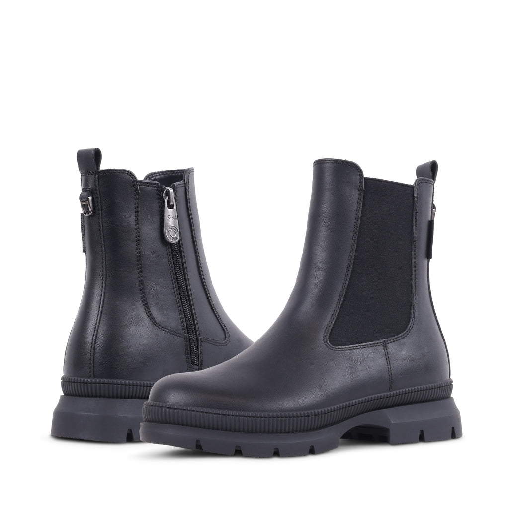 NOELENE BLACK LEATHER WATERPROOF BOOT
