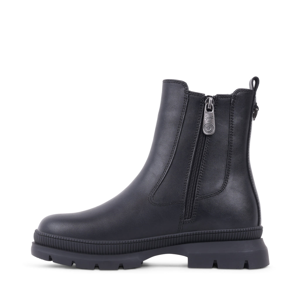 NOELENE BLACK LEATHER WATERPROOF BOOT
