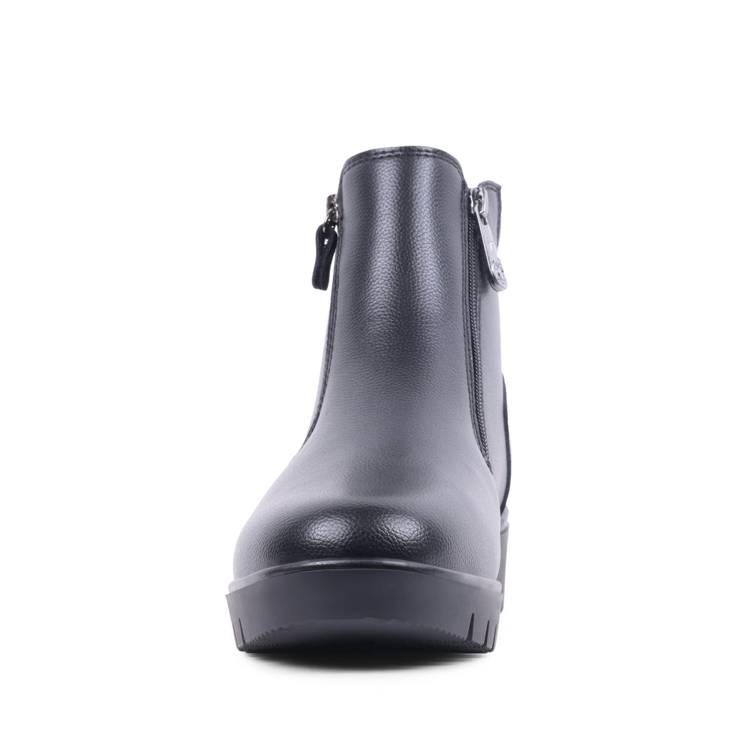ALICIAA BLACK LEATHER WATERPROOF BOOT