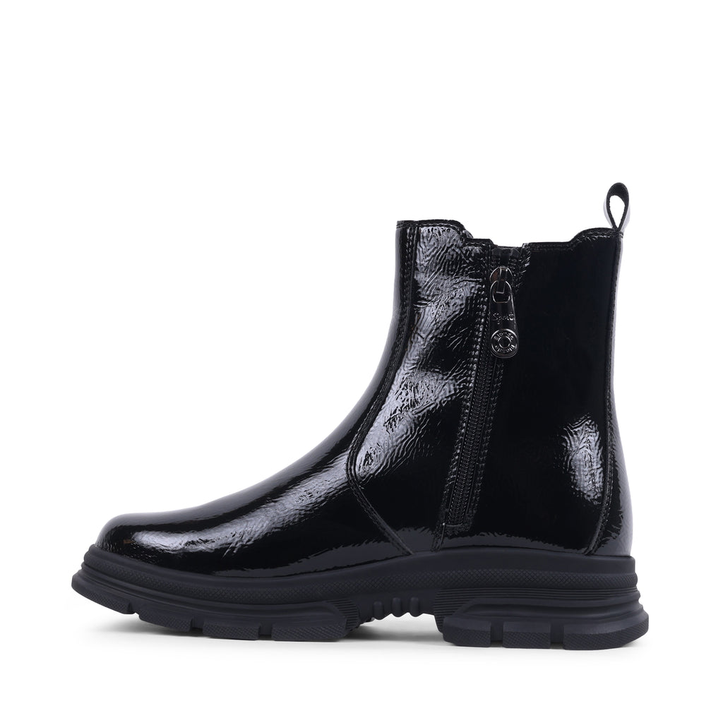 EZEKIEL BLACK PATENT WATERPROOF BOOT