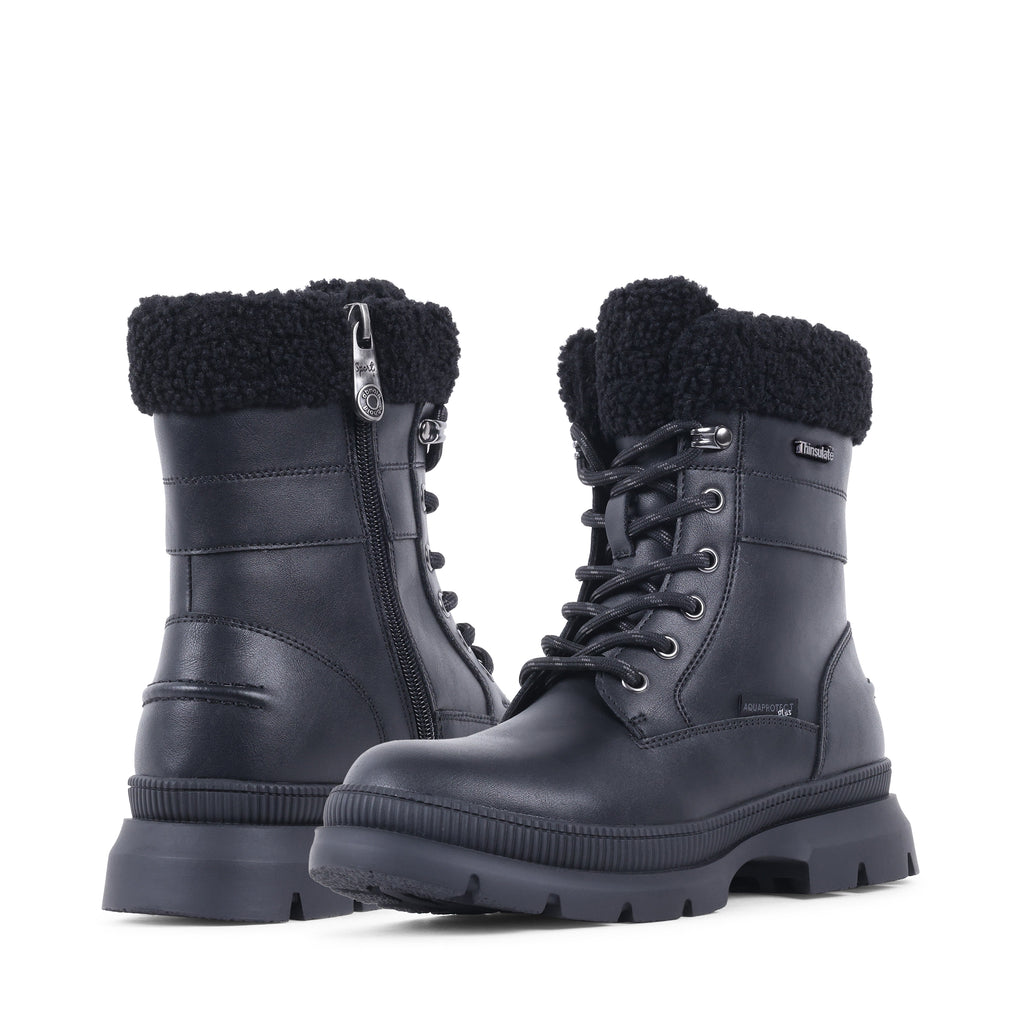 NEVAEH BLACK LEATHER WATERPROOF BOOT