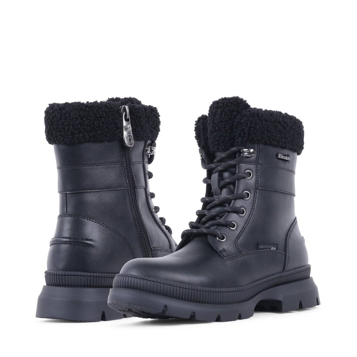 NEVAEH BLACK LEATHER WATERPROOF BOOT