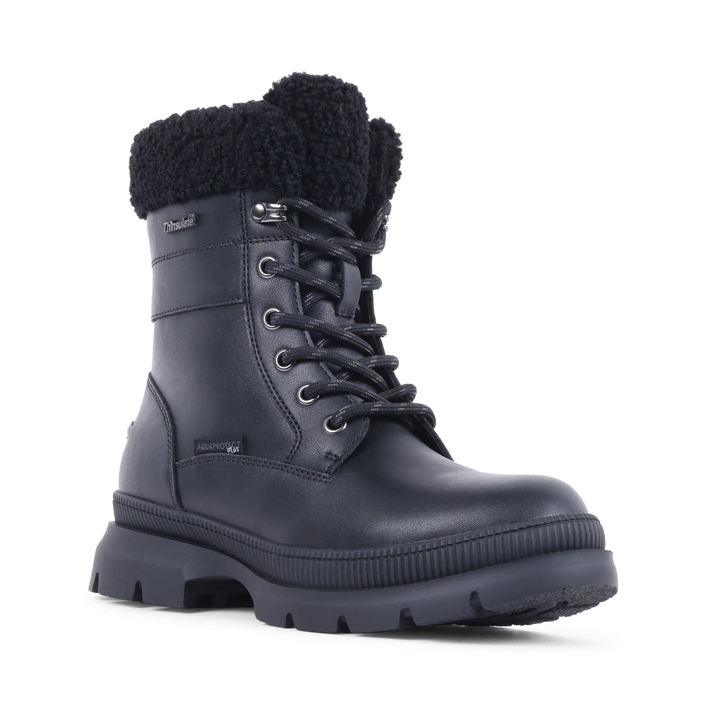NEVAEH BLACK LEATHER WATERPROOF BOOT