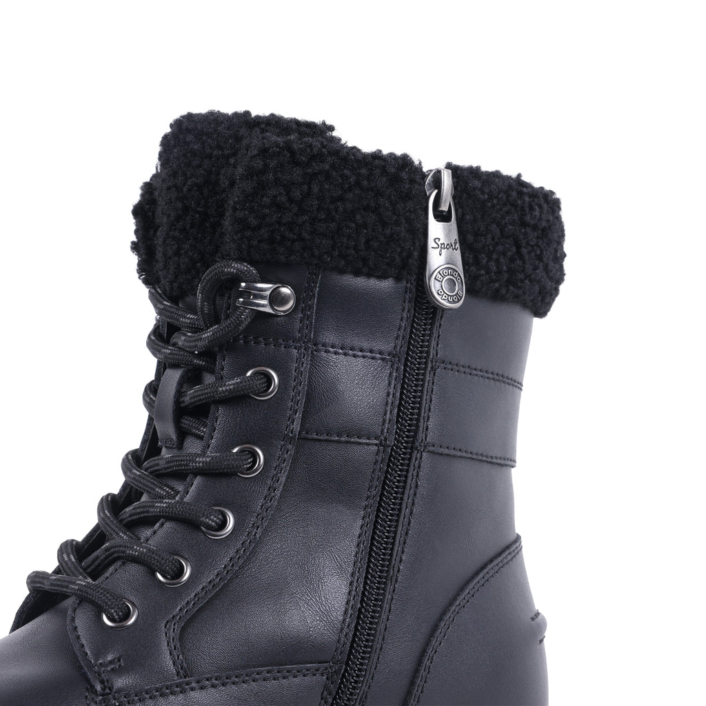 NEVAEH BLACK LEATHER WATERPROOF BOOT