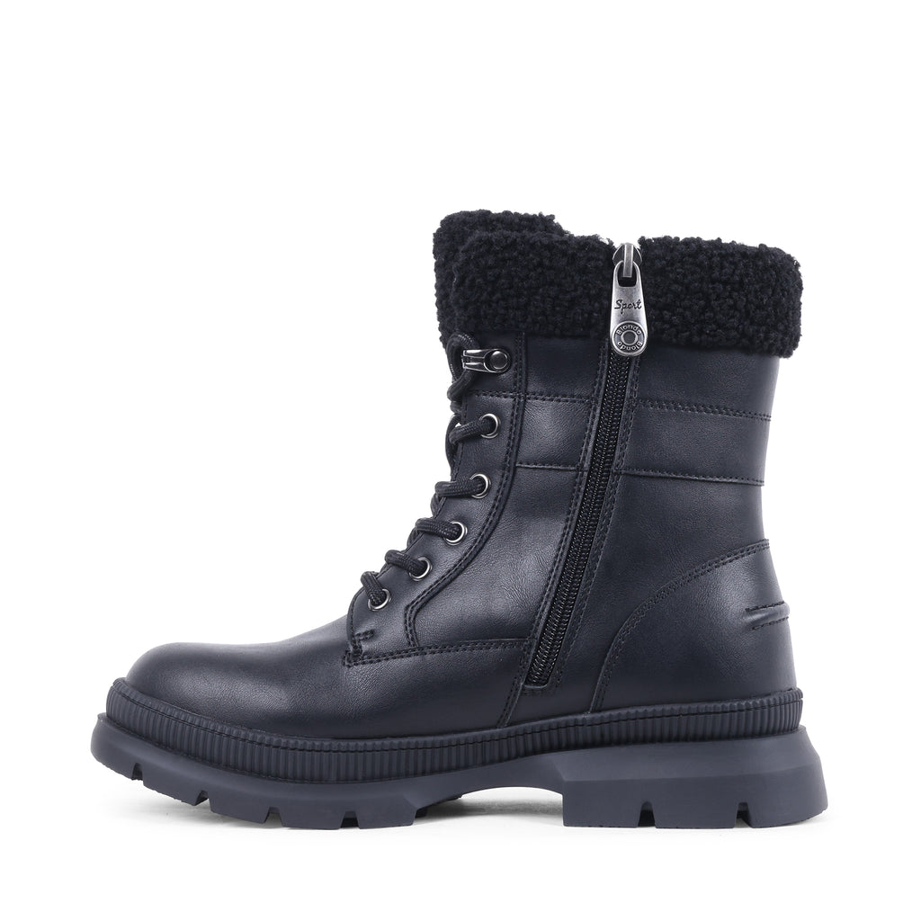 NEVAEH BLACK LEATHER WATERPROOF BOOT