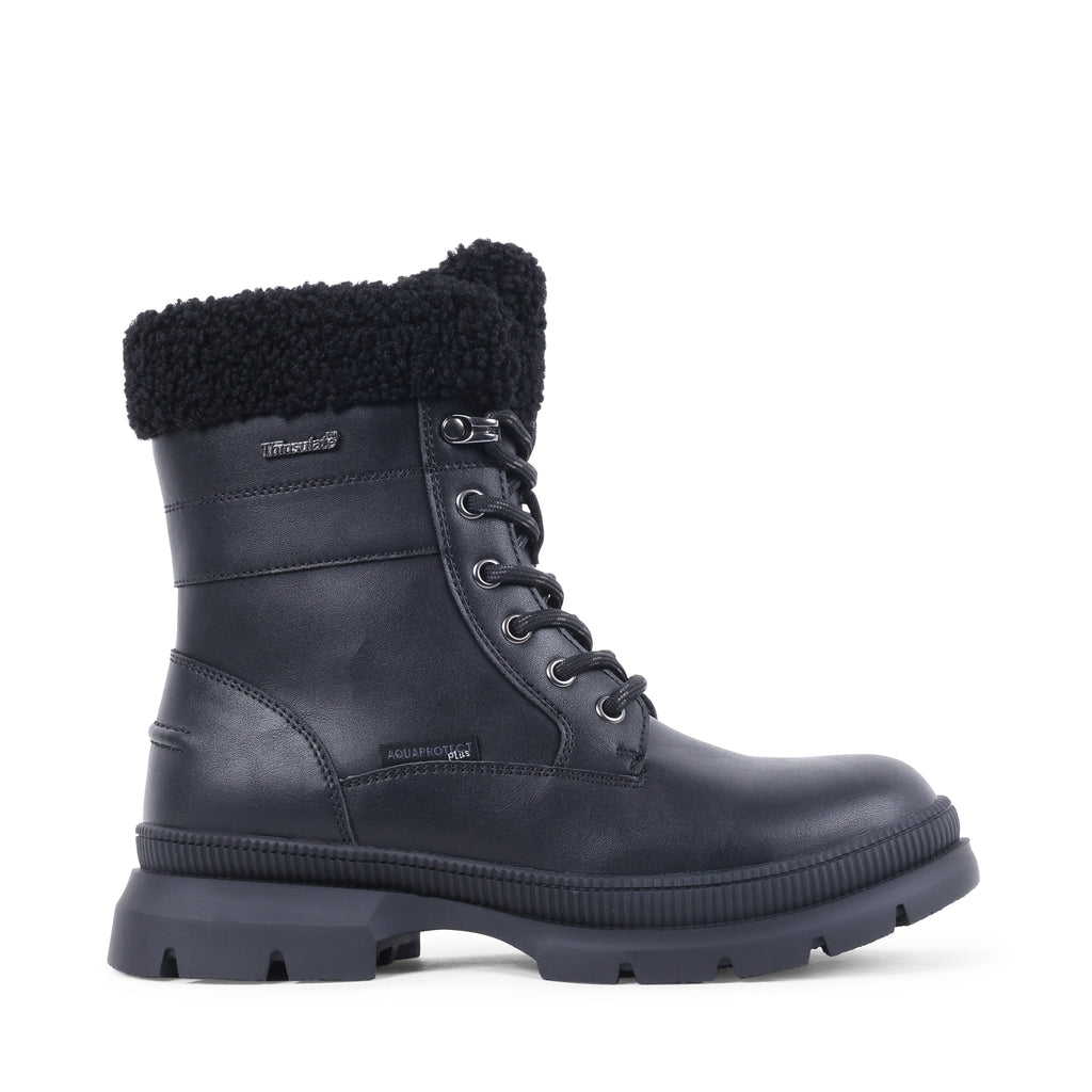 NEVAEH BLACK LEATHER WATERPROOF BOOT