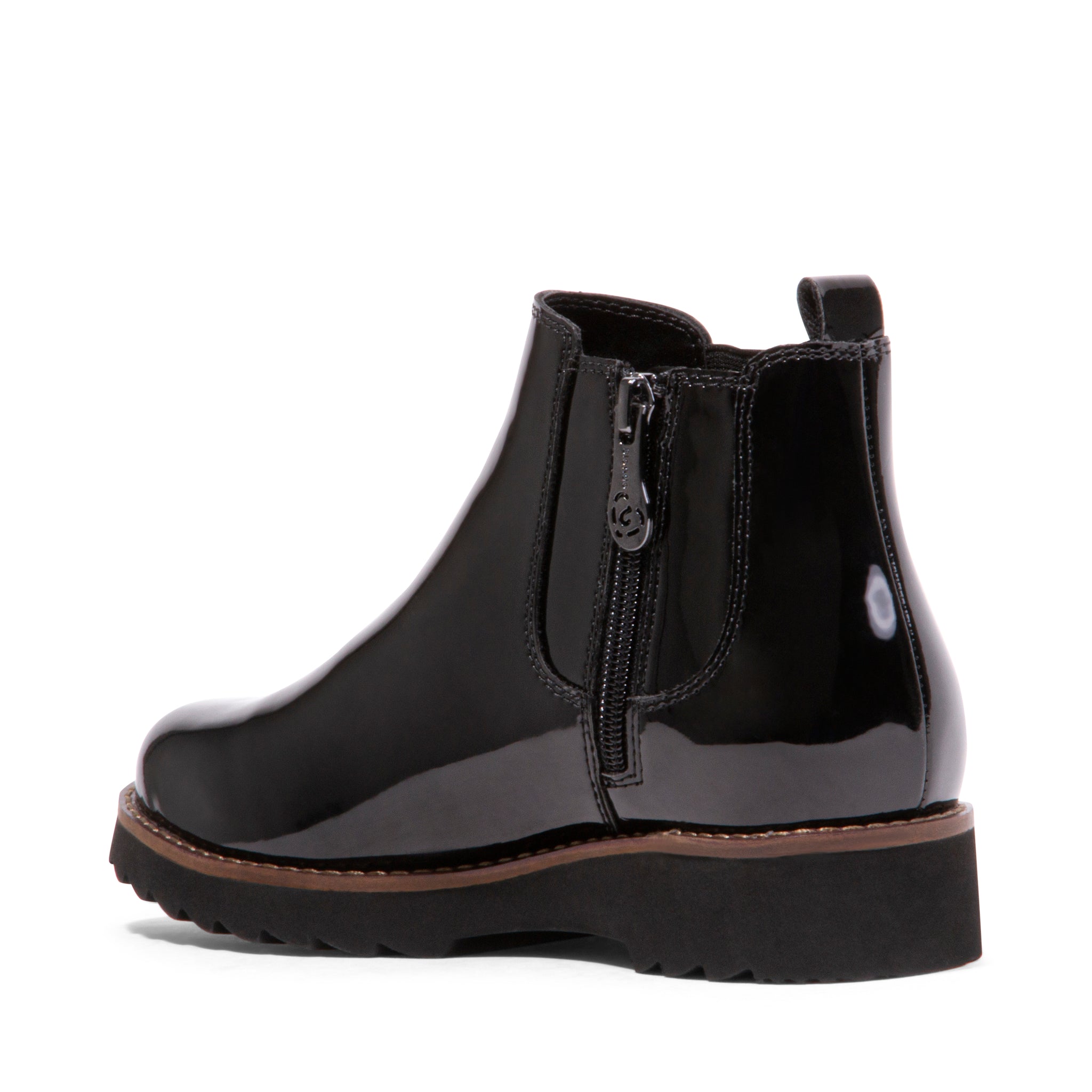 Black patent short boots hotsell